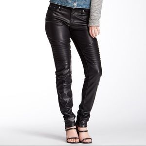 3/$15 Black Faux Leather Moto Jeans